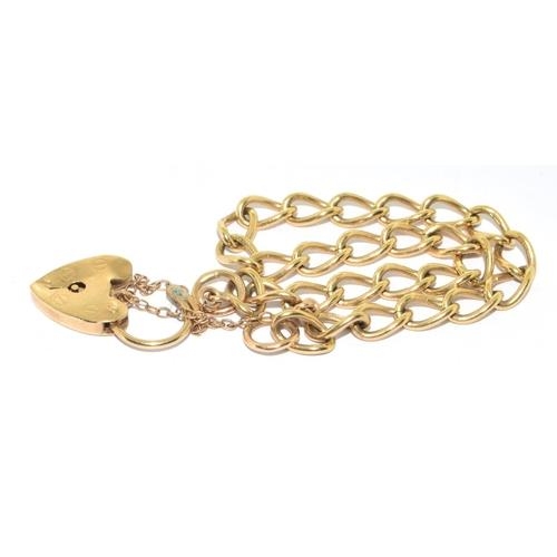 6 - 9ct gold ladies bracelet complete with padlock and safety chain 9.2g