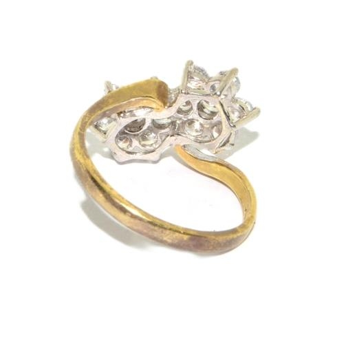 81 - Silver gilt double flower head dress ring size P