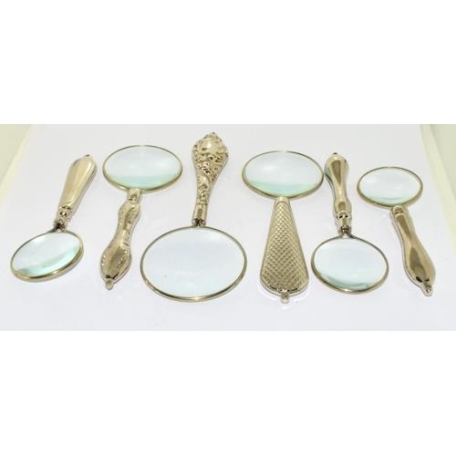 83 - Set of 6 silver plated graduated Magnifying glasses