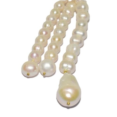 85 - A good set of fresh water pearls set in silver with Sapphire , Ruby and Diamond clasp