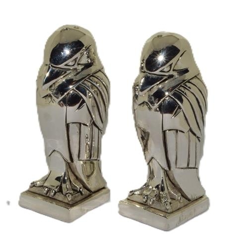 86 - Pair Art Deco style Penguin condiments stamped 800 to the base