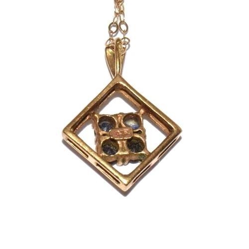 47 - 9ct gold Sapphire pendant necklace 40cm long chain