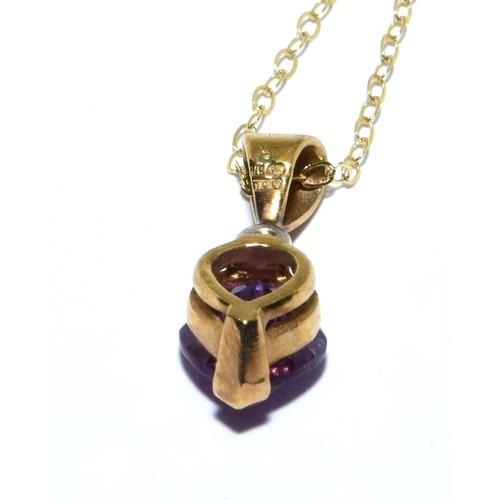 7 - 9ct gold Amethyst and Diamond pendant necklace on a 40cm chain