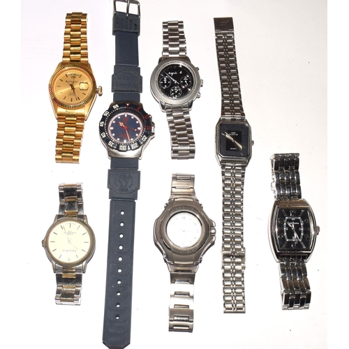 202 - Mixed quantity of gents watches seen working at time of cataloguing all with new batteries 