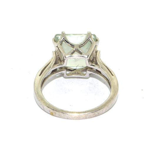 208 - 925 silver ladies large square set Lime quarts open work design ring size N