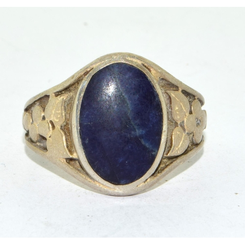 211 - 925 silver mans vintage  unpolished Agate signet ring size U