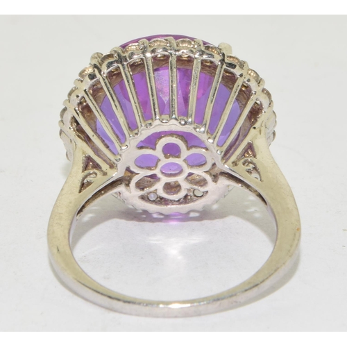 204 - 925 ladies large Amethyst halo design statement ring size P