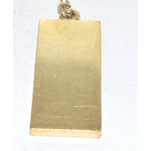 209 - 925 silver fully hallmarked Ingot pendant and chain