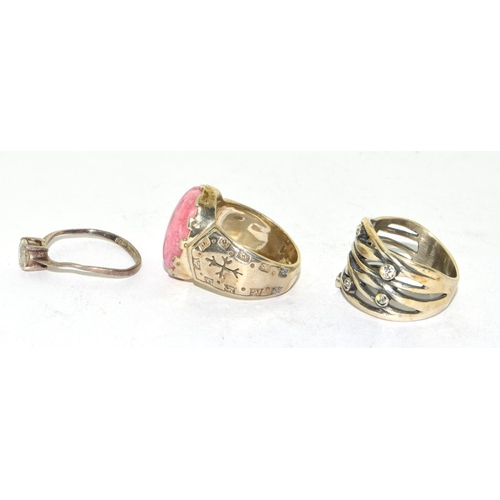 213 - 3 x 925 silver rings to include a vintage pink Rhodochrosite ring 