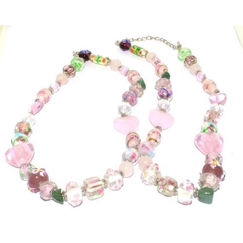 229 - Two rose quartz Venetian glass bead necklaces.