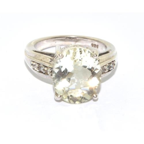 242 - Pale lemon citrine 925 silver ring Size J 1/2.