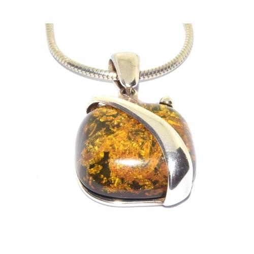 243 - A green amber 925 silver pendant