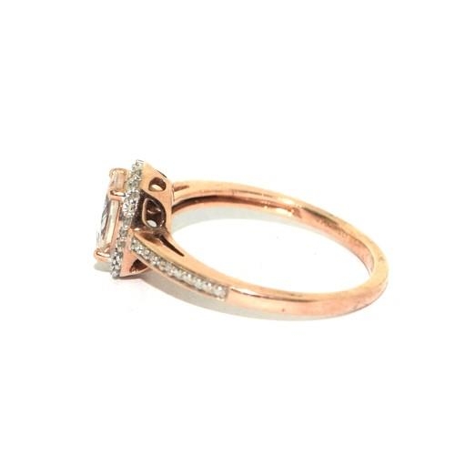 271 - 9ct gold ladies Diamond and Chrystal ring hall marked in ring as 0.1ct size Q