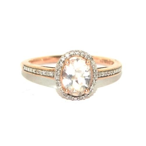 271 - 9ct gold ladies Diamond and Chrystal ring hall marked in ring as 0.1ct size Q