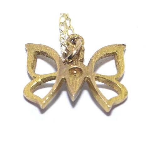 278 - 9ct gold Butterfly pendant necklace set with Diamonds on a 40cm chain