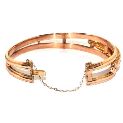 348 - Superb example of an Edwardian 9ct rose gold bracelet set with Diamond and Ruby in a twin band desig... 