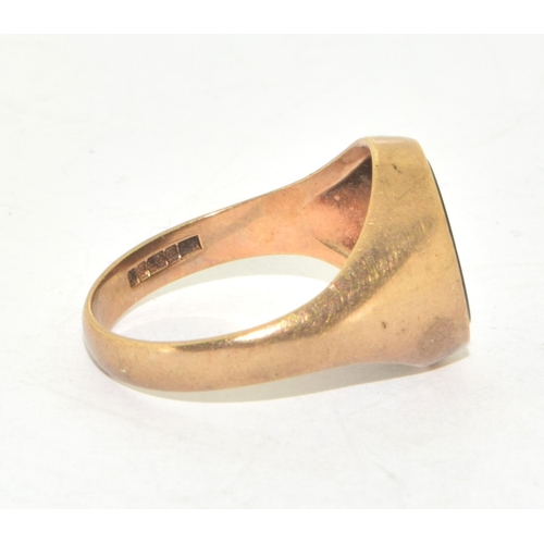 293 - 9ct gold gents masonic signet ring 5.1g size T