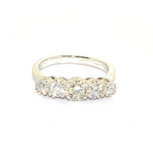 318 - 18ct white gold ladies 5 stone diamond ring size N