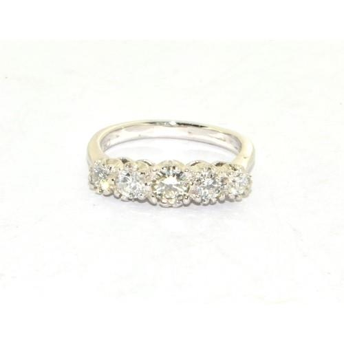 318 - 18ct white gold ladies 5 stone diamond ring size N