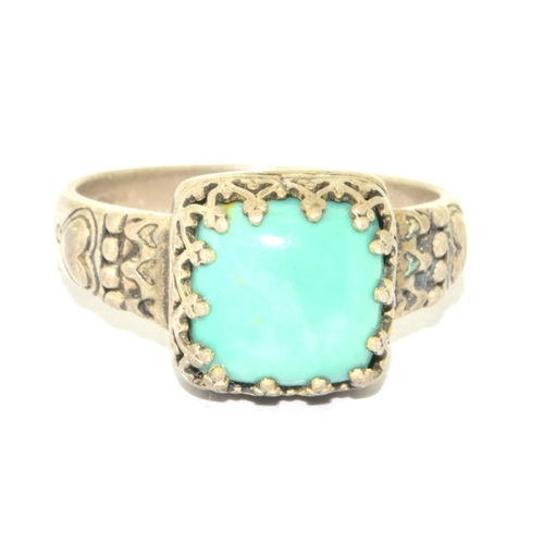 260 - 925 silver vintage ladies Turquoise ring size T