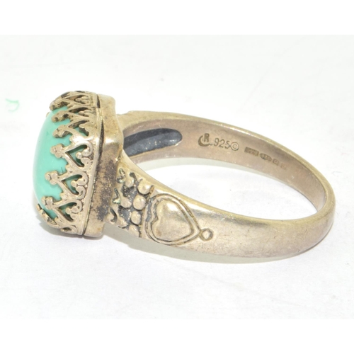 260 - 925 silver vintage ladies Turquoise ring size T