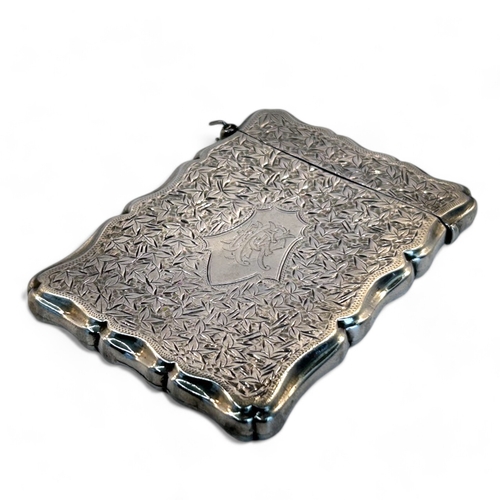 2 - A Victorian sterling Silver card case.Birmingham, 1896 hallmarks.Case weight - 81g