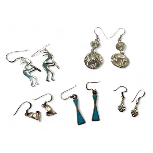 13 - A collection of five various Silver earrings.