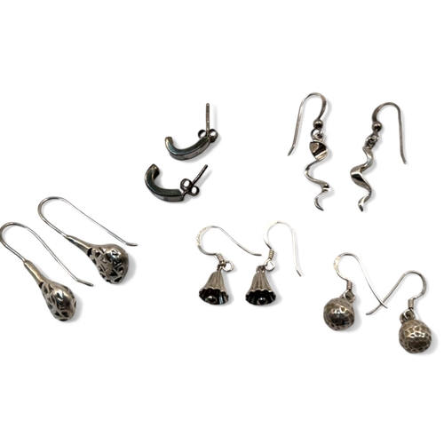 14 - Five ladies sterling silver earrings.