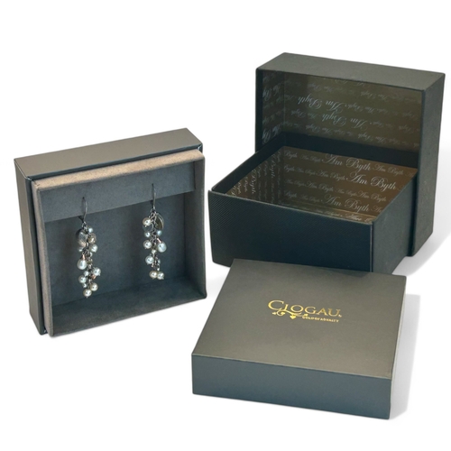 73 - A boxed pair of Clogau Silver & seed pearl 'Nautical' earrings.