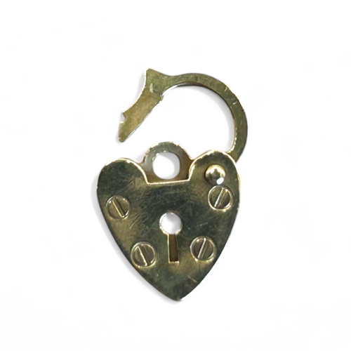 247 - 9ct Gold heart shape padlock clasp.15mm long.Weight 0.5g