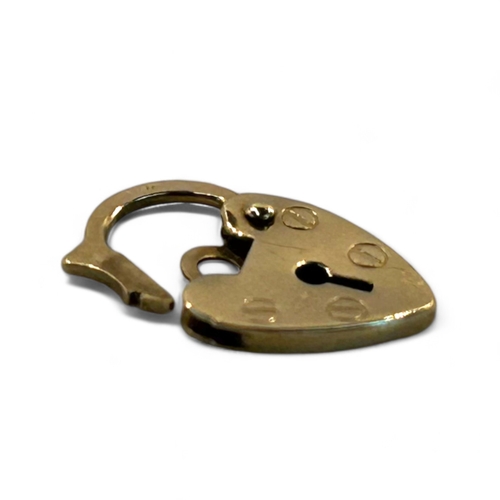 247 - 9ct Gold heart shape padlock clasp.15mm long.Weight 0.5g