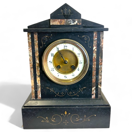 255 - A 19th century French Japy Freres slate mantle clock. 32 x 23cm