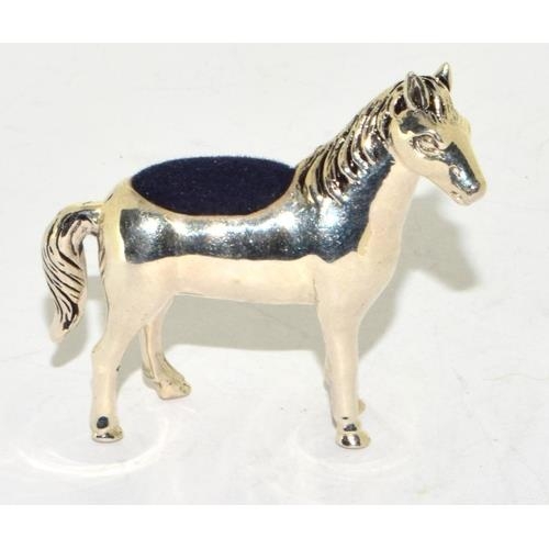 270 - Silver horse shoe pincushion