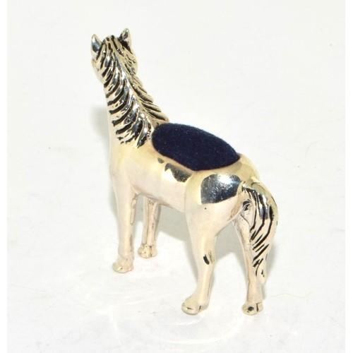 270 - Silver horse shoe pincushion