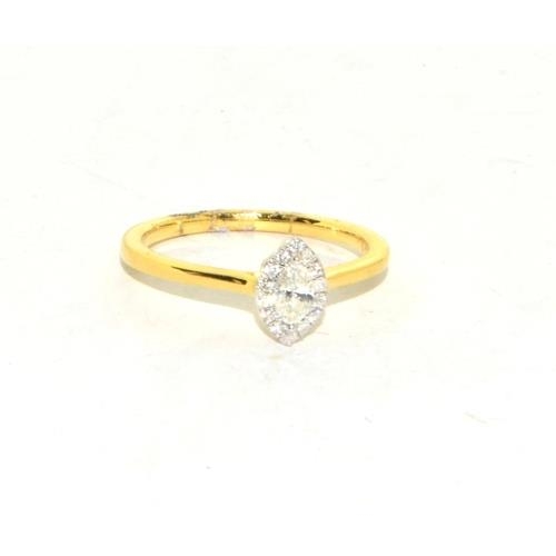 279 - 18ct gold ladies Diamond Marquoise cut dress ring size M