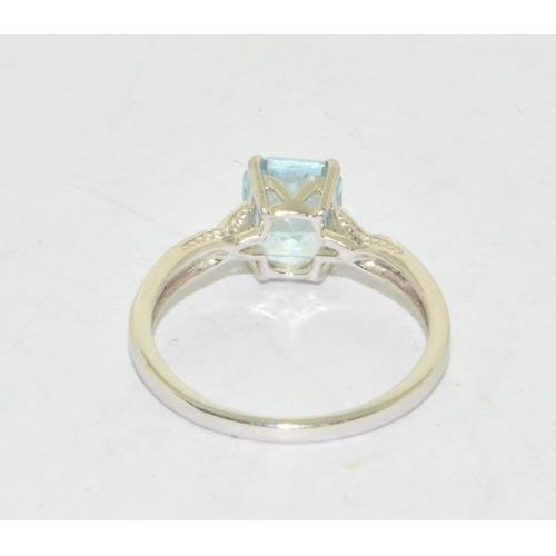 281 - 18ct white gold Aquamarine and Diamond ring size N