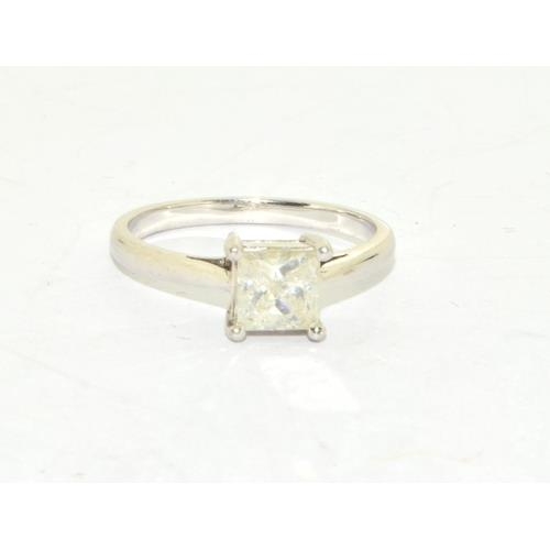 282 - White gold princess cut solitaire Diamond ring size M