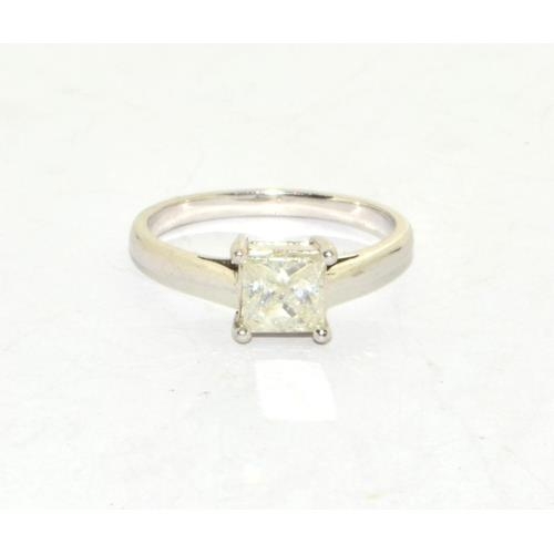 282 - White gold princess cut solitaire Diamond ring size M