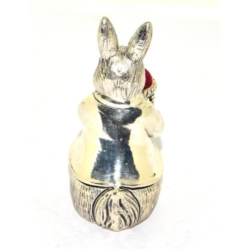 285 - Unusual silver plate pincushion in the form of peter Rabbit