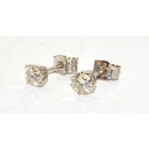 80 - Pair 14ct white gold Diamond stud earrings approx 70 points