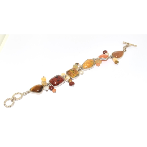 289 - 925 silver Baltic Amber and other bracelet