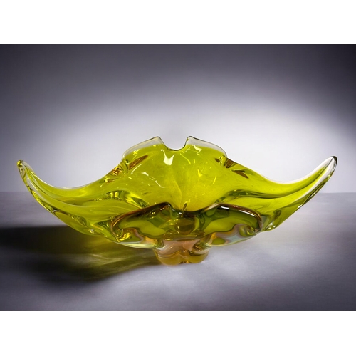 76 - Josef Hospodka for Chribska glassworks.Two mid-century centrepiece bowls.31 x 10cm.