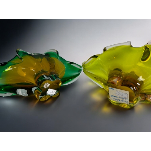 76 - Josef Hospodka for Chribska glassworks.Two mid-century centrepiece bowls.31 x 10cm.