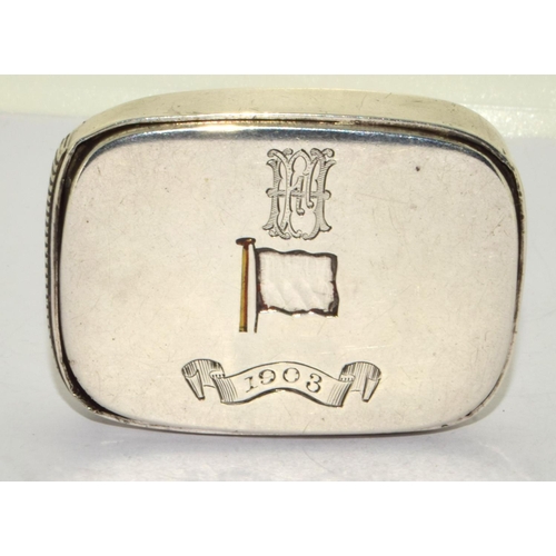 336 - Rare shape top opening vintage silver vesta full hallmarked still with some original matches 