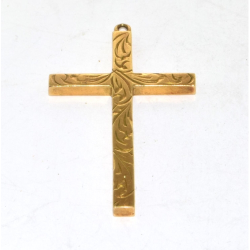 338 - 9ct gold crucifix 6.2g 5x3cm across the face  