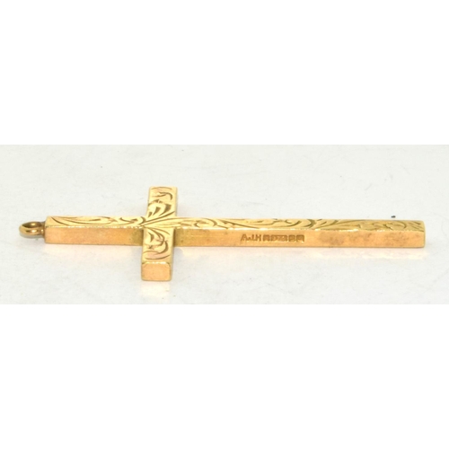 338 - 9ct gold crucifix 6.2g 5x3cm across the face  