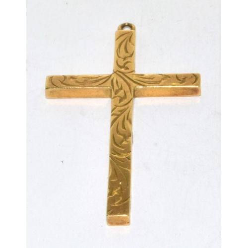 338 - 9ct gold crucifix 6.2g 5x3cm across the face  