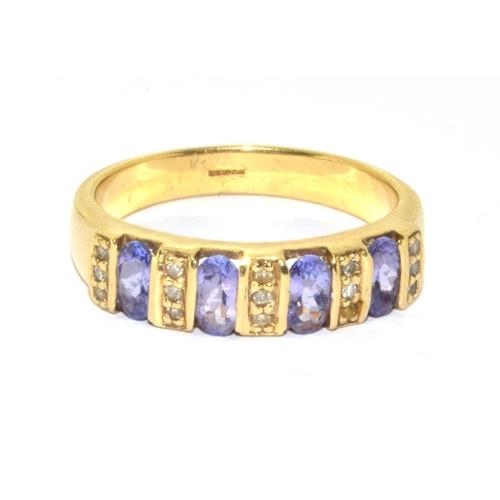 193 - 9ct gold ladies Diamond and Amethyst 1/2 eternity ring 3.6g size P