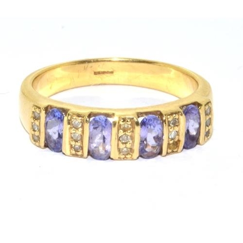 193 - 9ct gold ladies Diamond and Amethyst 1/2 eternity ring 3.6g size P