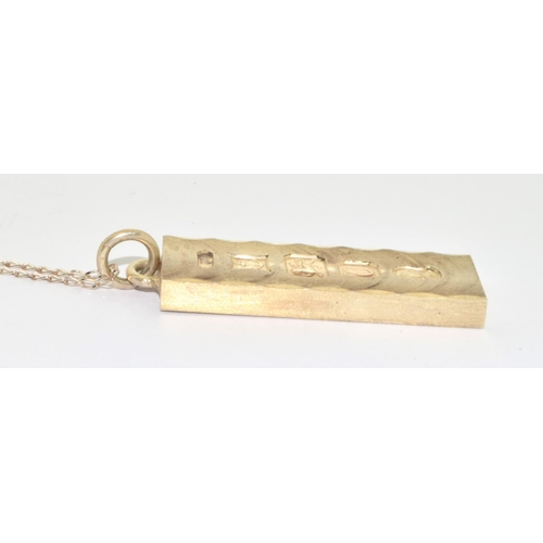 202 - 925 silver hallmarked Ingot and neck chain